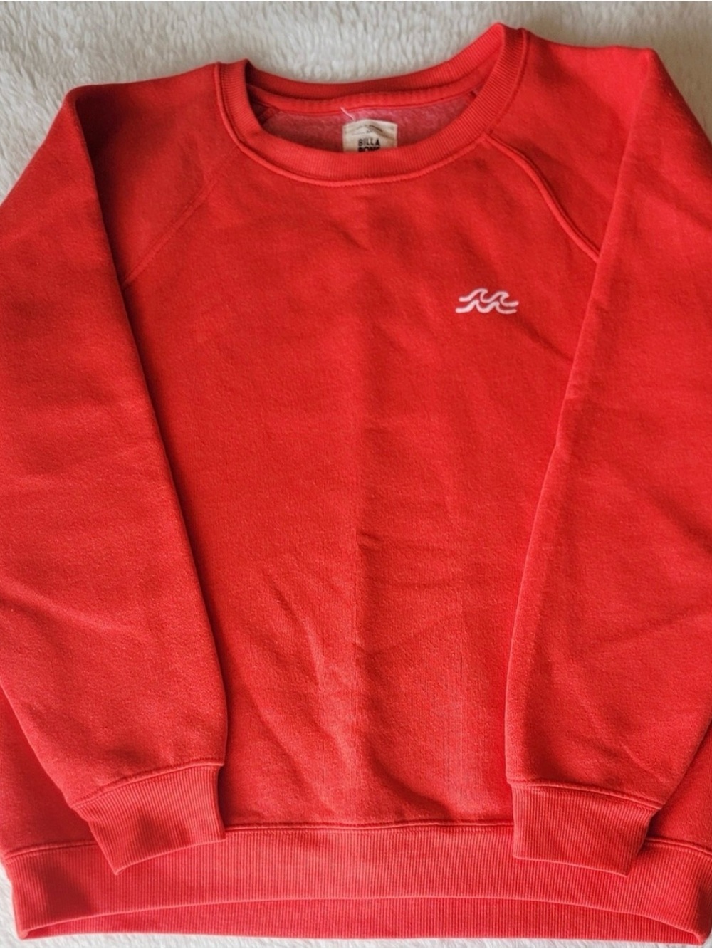 Red women's Crewneck Sweatshirt with Wave Logo